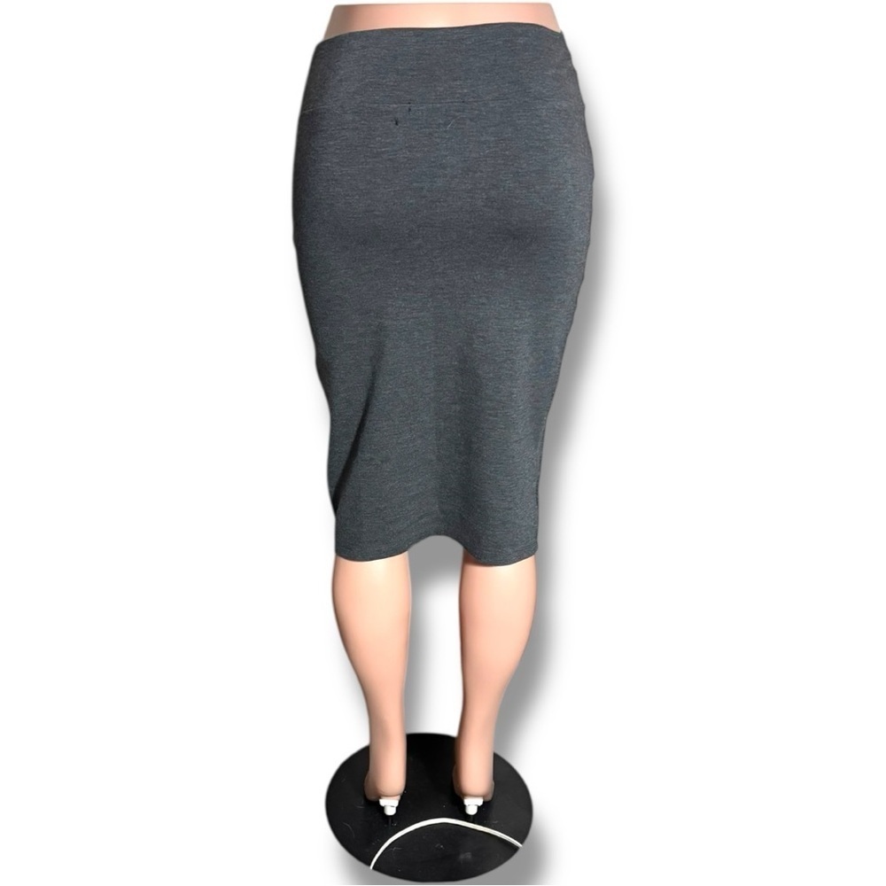 Liz&Sara Elegant Heather Gray Women's Midi High Waisted Bodycon Pencil Skirt - Picture 5 of 14